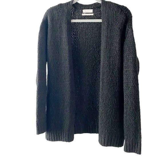 Urban Outfitters Black Chunky Knit Open Front Pockets Long Sleeve Cardigan XS - Picture 1 of 11